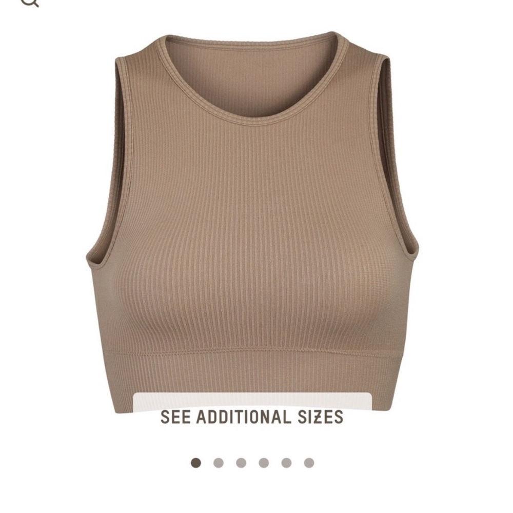 NWT! Skims Stretch Rib High Neck Bra in Desert (L/XL)